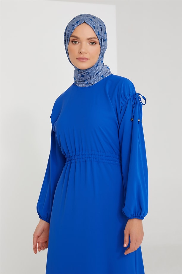 Armine Omzu Tanelli Büzülebilir Elbise 21K9306 Saks