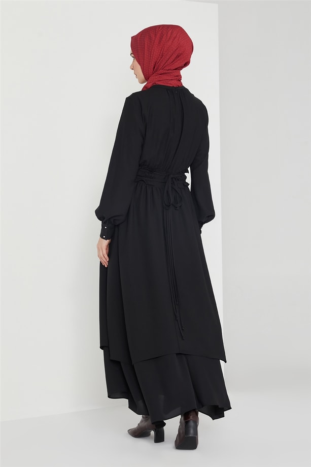 Armine Bel Detaylı Elbise 21K9313 Siyah