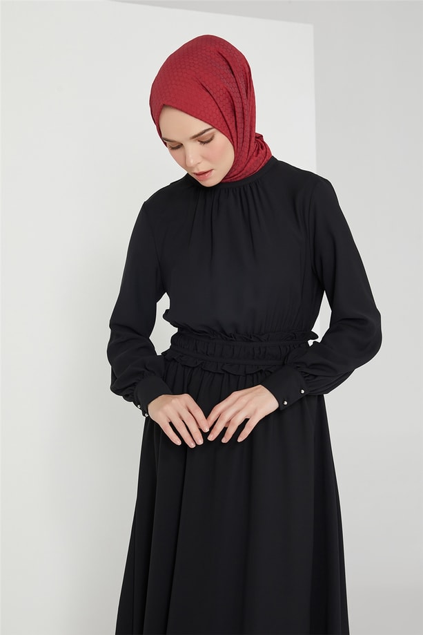 Armine Bel Detaylı Elbise 21K9313 Siyah