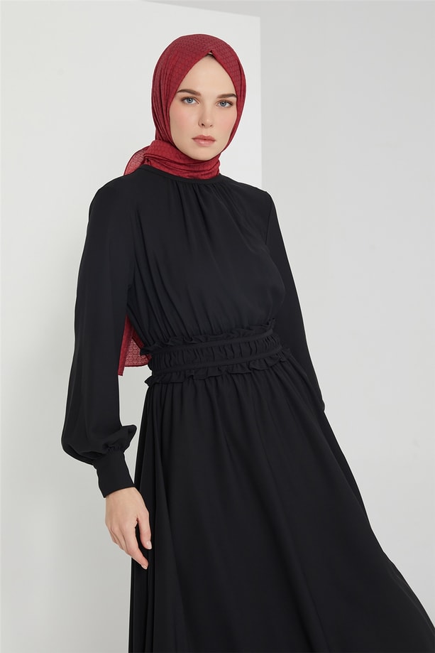 Armine Bel Detaylı Elbise 21K9313 Siyah