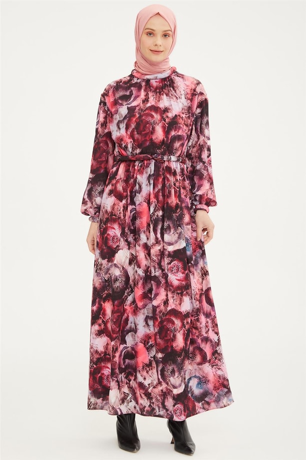 Armine Sosis Detaylı Elbise 21K9317 Bordo