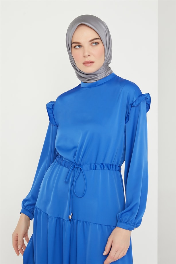 Armine Tünelli Ve Fırfırlı Elbise 21K9326 Saks