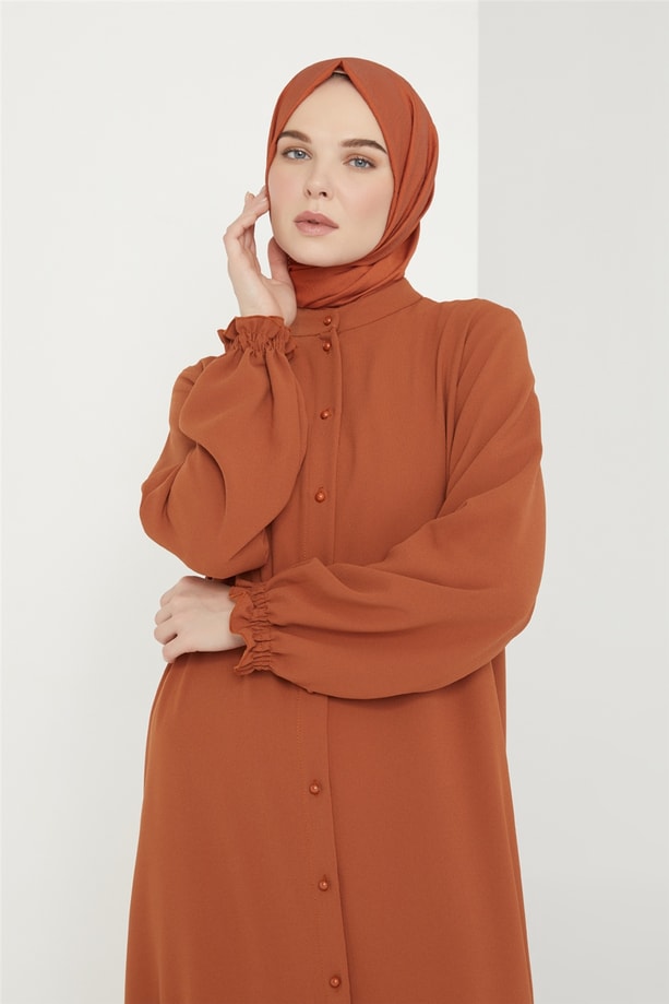 Armine Fırfırlı Elbise 21K9328 Tarçın