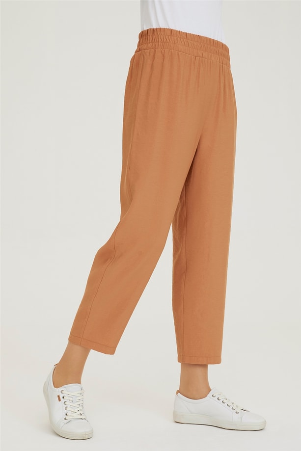 Armine Beli Lastikli Bağcıklı Pantolon 21Y2035 Camel
