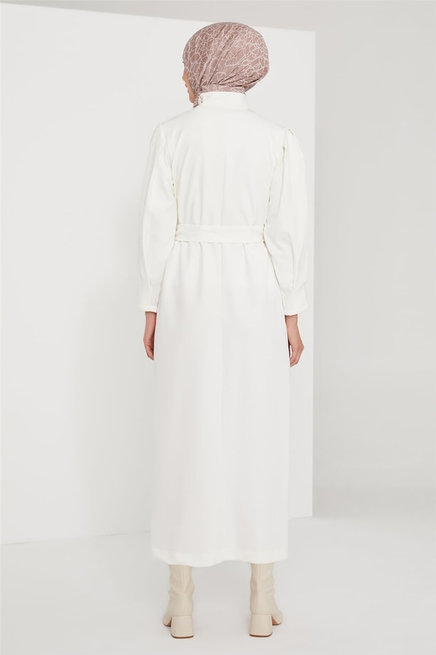 Armine Kol Detaylı Elbise 21KD3102 Ekru
