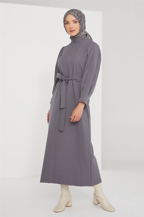 Armine Kol Detaylı Elbise 21KD3102 Gri