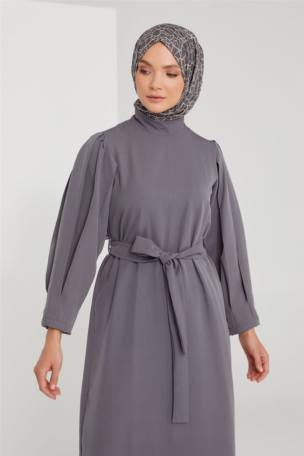 Armine Kol Detaylı Elbise 21KD3102 Gri