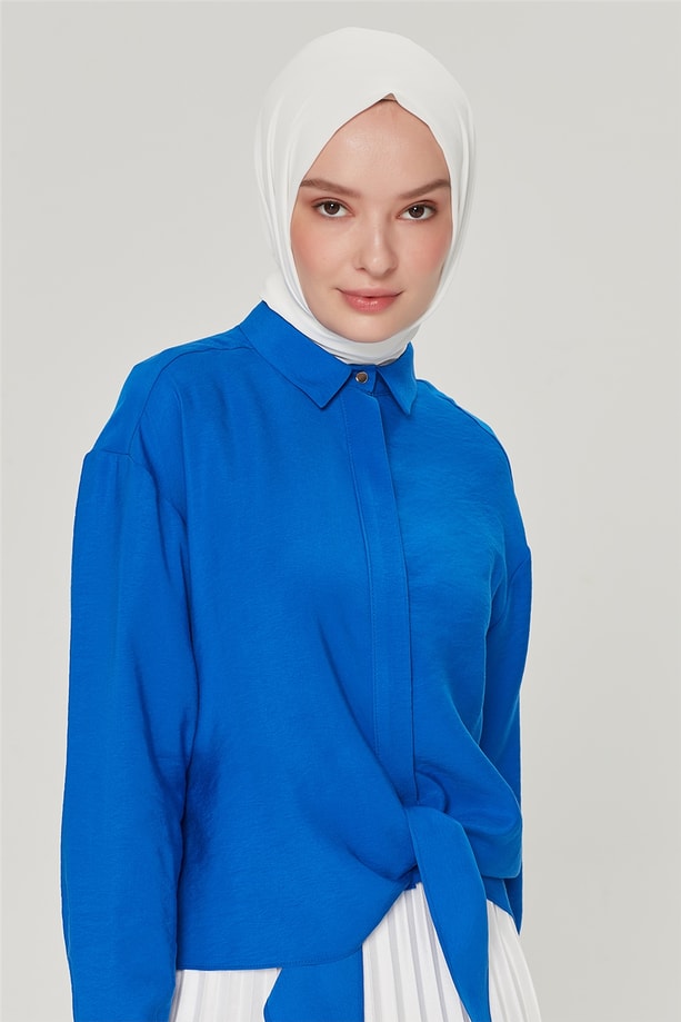 Armine Arka Yıldız Detaylı Bağlamalı Gömlek 21Y3941 Saks