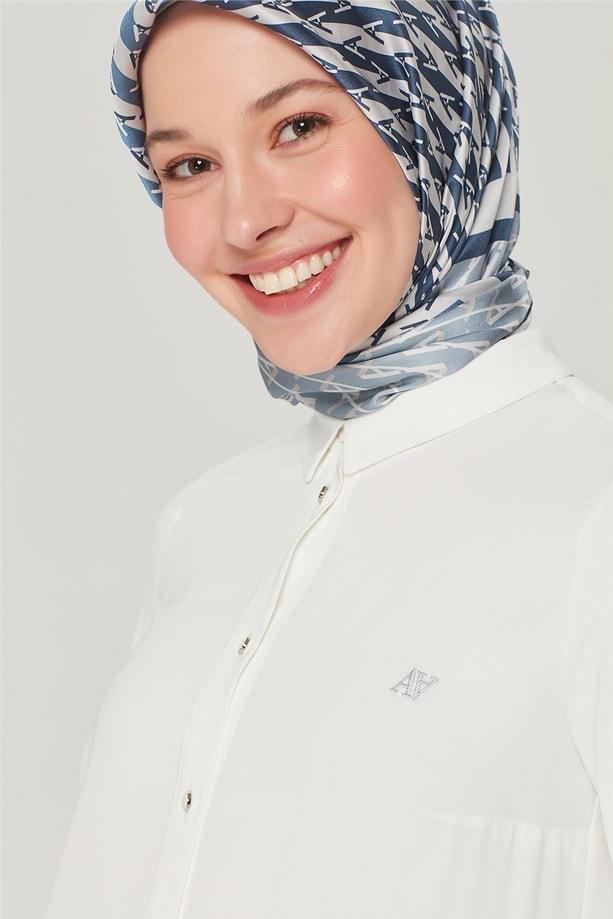 Armine Uzun Kollu Armine Logolu Tunik 21YH411 Ekru