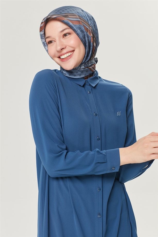 Armine Uzun Kollu Armine Logolu Tunik 21YH411 İndigo