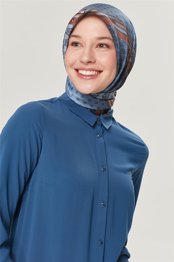 Armine Uzun Kollu Armine Logolu Tunik 21YH411 İndigo