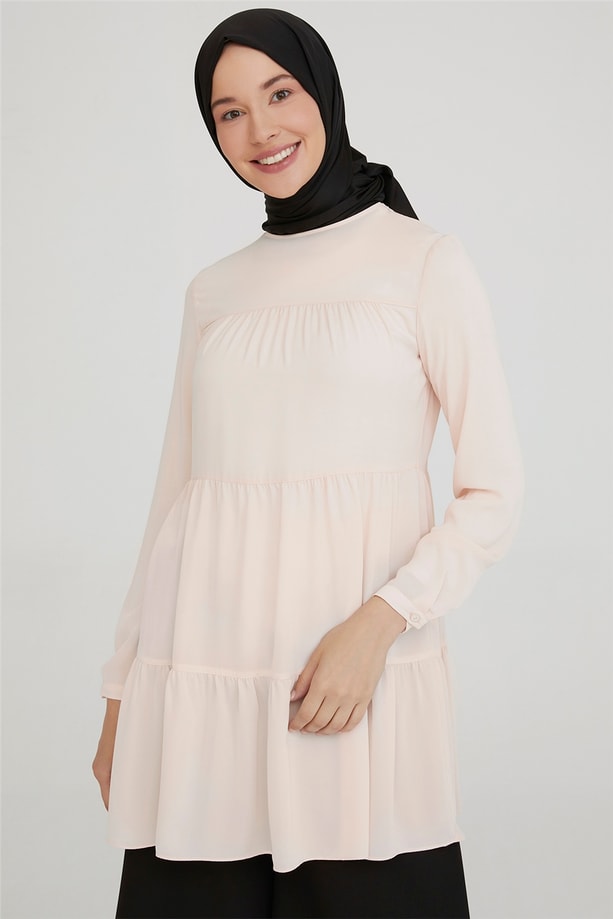 Armine Yakası İşlemeli Tunik 21Y4386 Pembe