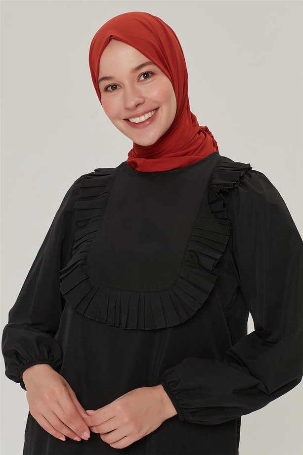 Armine Yakası Pileli Tunik 21Y4392 Siyah