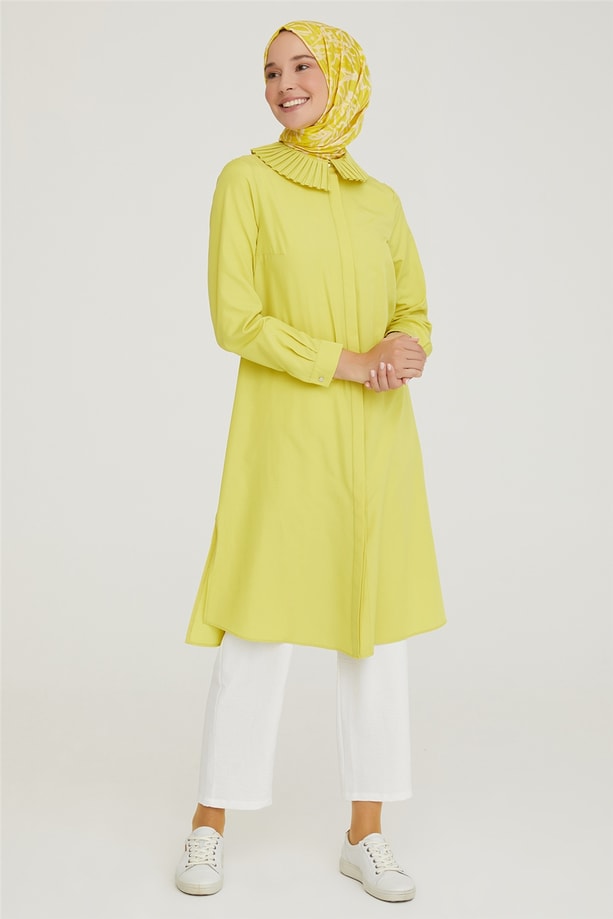 Armine Plise Yakalı Tunik 21Y4404 Asit