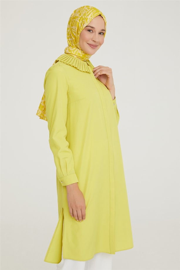 Armine Plise Yakalı Tunik 21Y4404 Asit