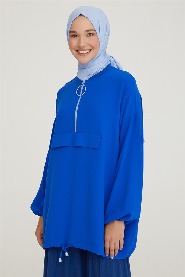 Armine Yakası Ribanalı Tunik 21Y4410 Saks
