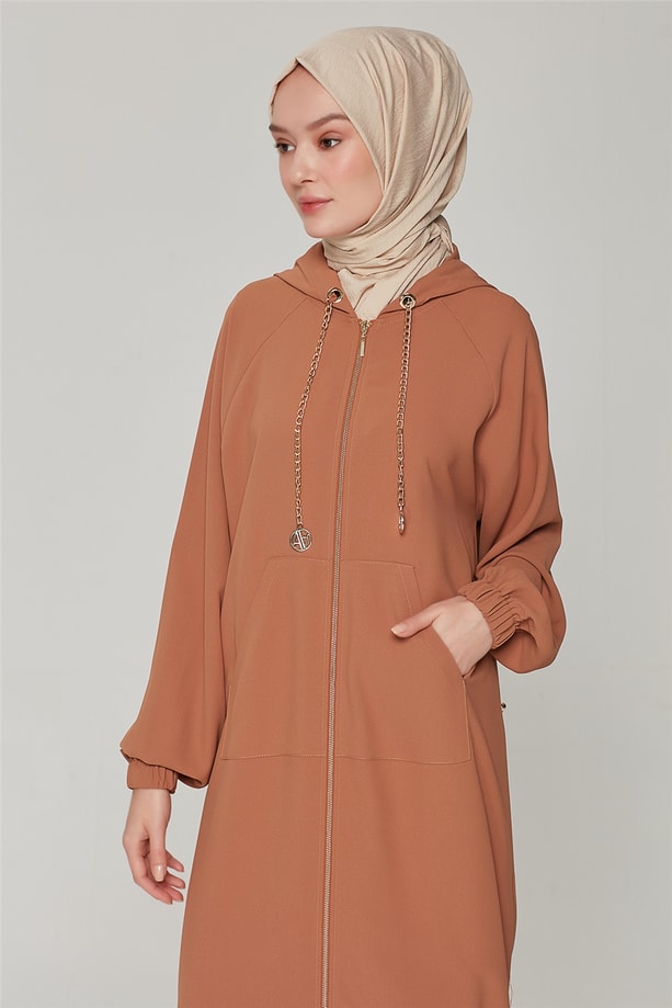 Armine Zincir Detaylı Fermuarlı Spor Giyçık 21Y5310 Camel