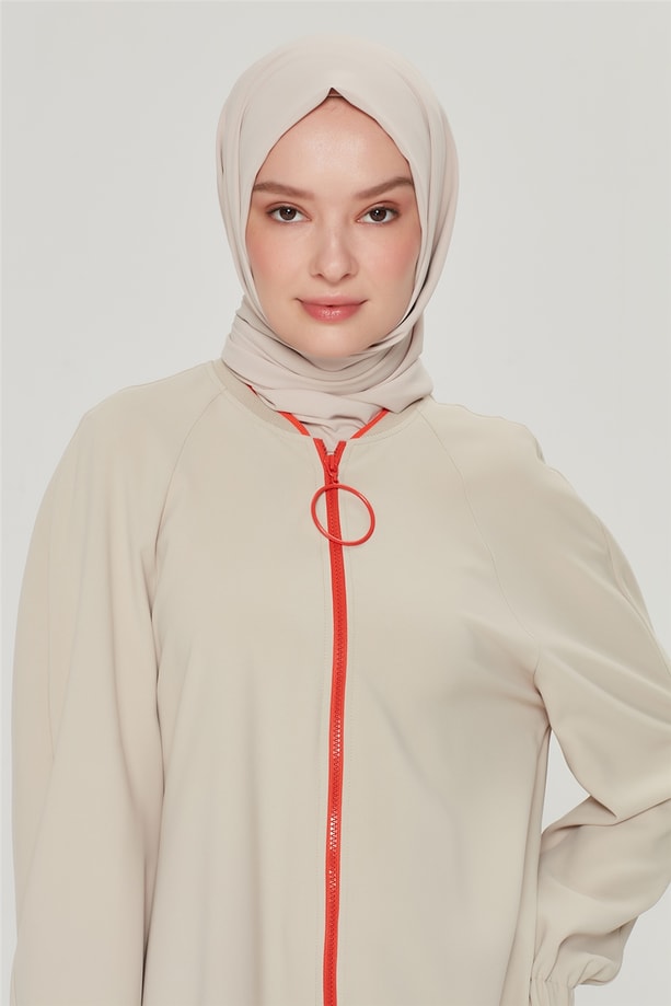 Armine Ribana Yakalı Kolu Lastikli Spor Ceket 21Y5408 Bej