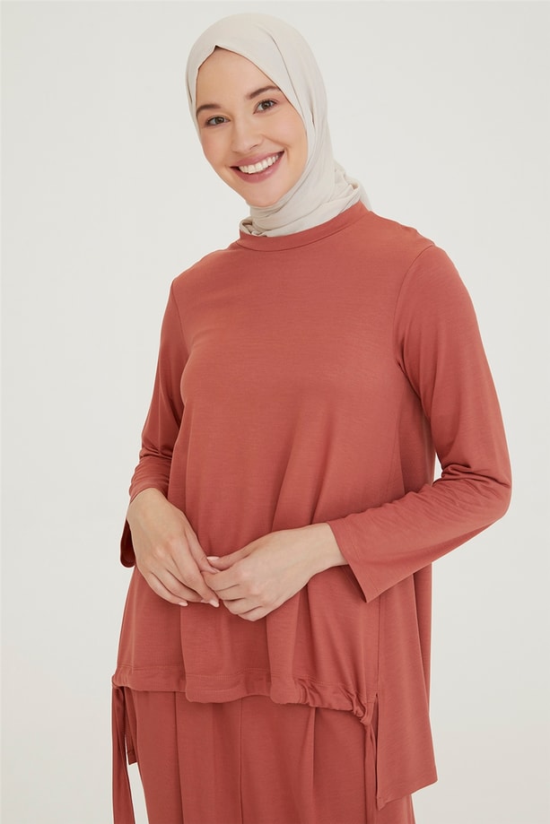 Armine Arkası Fermuar Detaylı Şalvarlı Takım 21Y6284 Kiremit