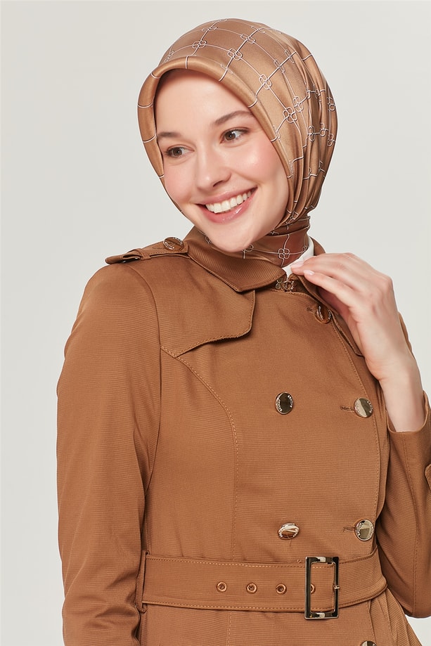 Armine Metal Düğme Detaylı Trenç 21Y7263 Camel