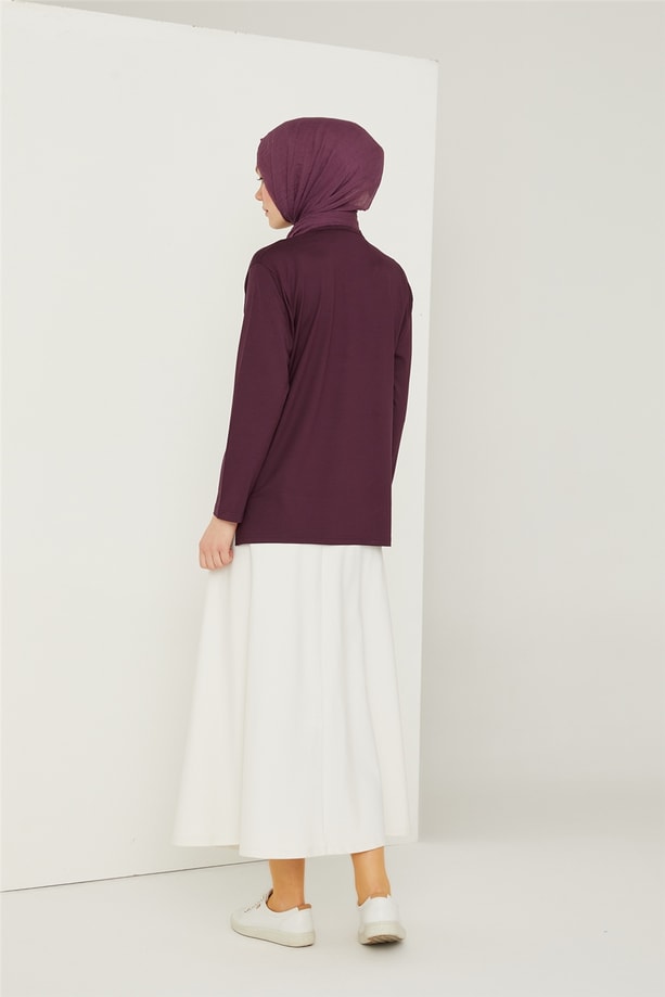 Armine Etek Ucu Taşlı Penye 21YD9003 Mürdüm
