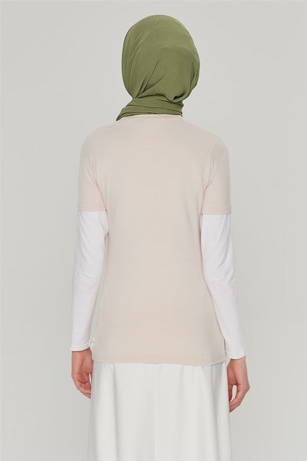 Armine Kısa Kol Badi 21YD9037 Bej