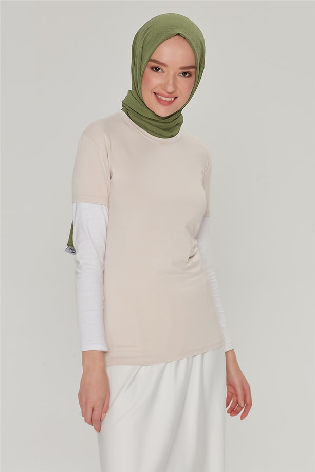 Armine Kısa Kol Badi 21YD9037 Bej