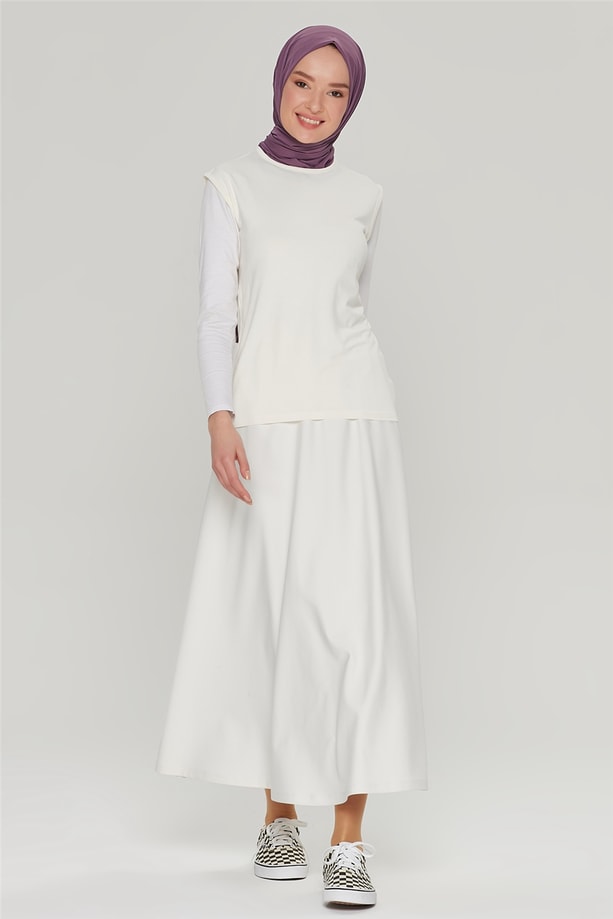 Armine Kısa Kol Badi 21YD9037 Ekru