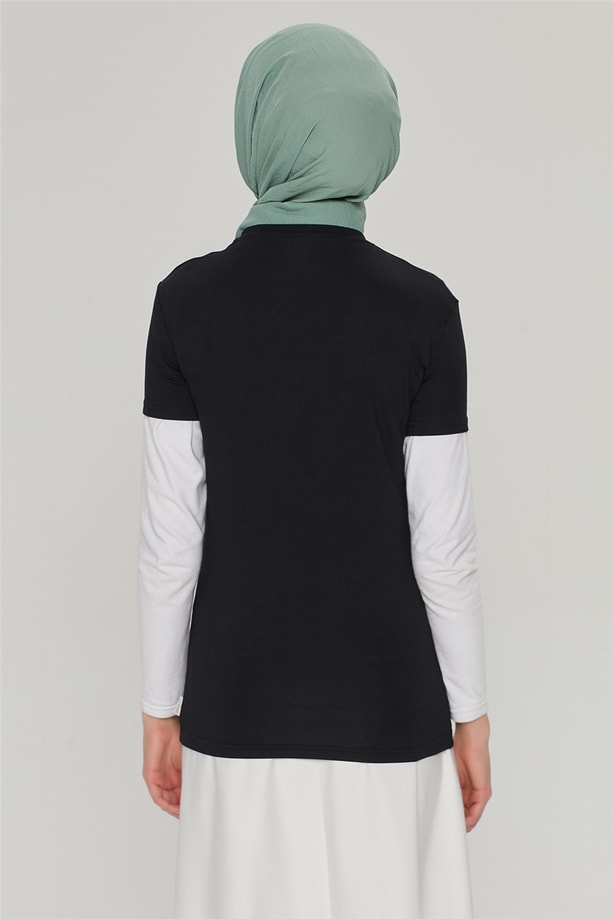 Armine Kısa Kol Badi 21YD9037 Siyah