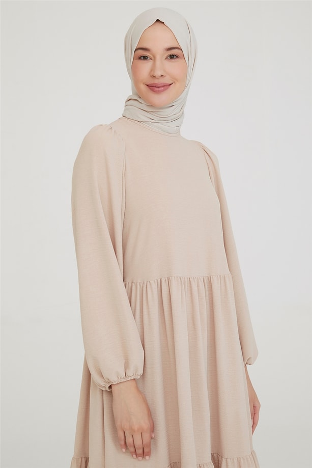 Armine Büzgülü Elbise 21Y9232 Bej