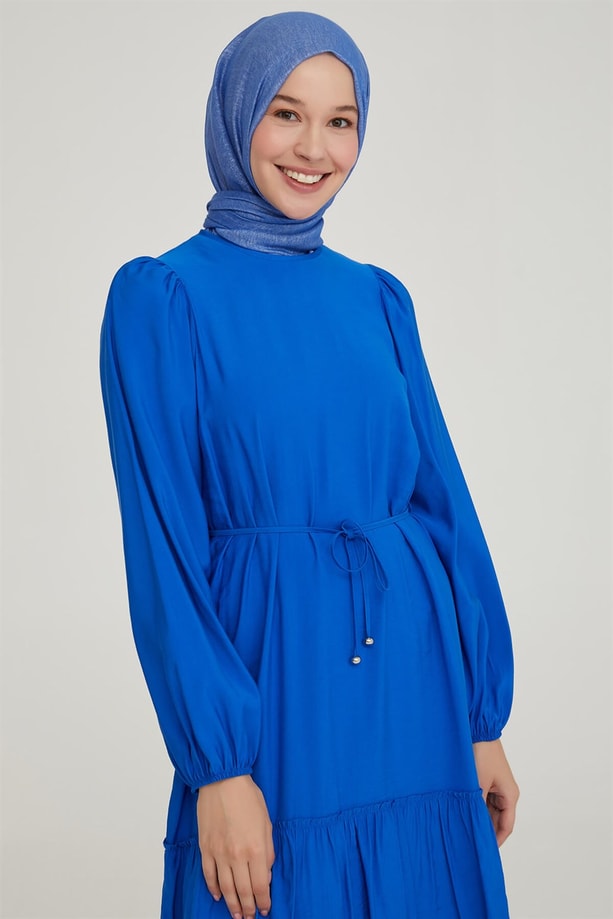 Armine Etek ucu Katlı Elbise 21Y9257 Saks