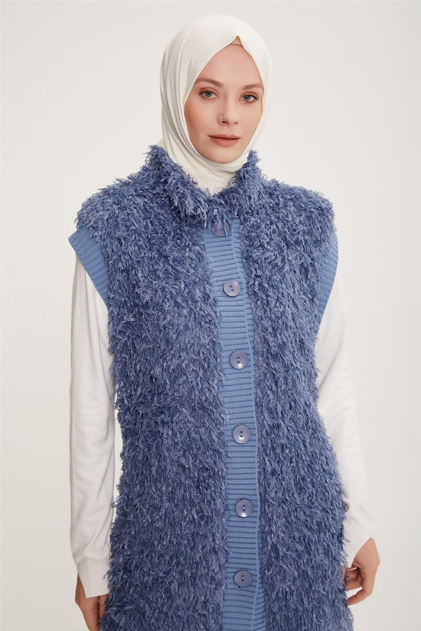 Armine Yelek 22KD2026 Gri Mavi