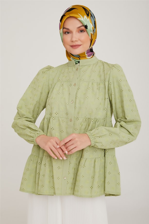Armine Brode Gömlek 22K3137 Çağla