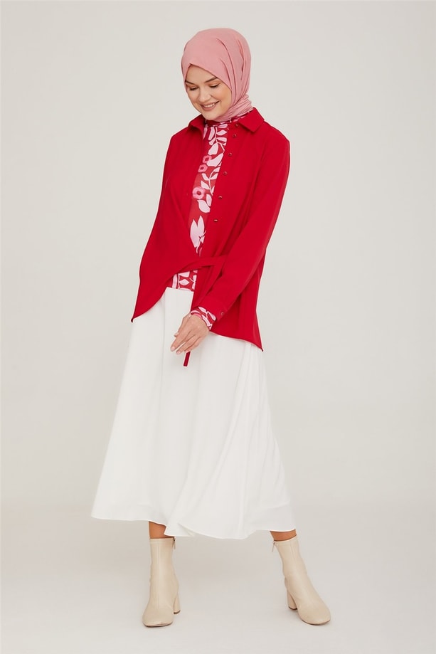 Armine Desenli İç Bady 22K3206 Kırmızı