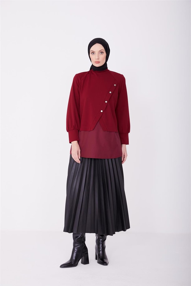 Armine Asimetrik Bluz Tunik22K3212 Bordo