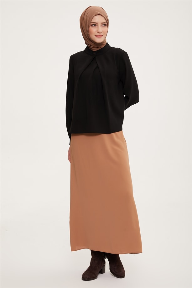 Armine Önü Pileli Bluz 22K3232 Siyah