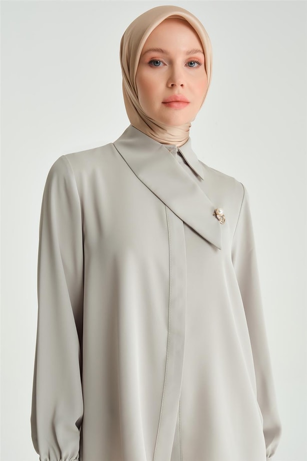 Armine Yakası Asimetrik Gömlek 22K3234 Pastel Yeşili
