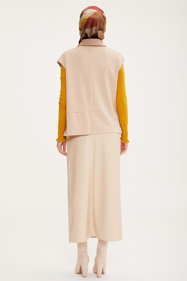 Armine Asimetrik Modal Yelek 22K4011 Bej