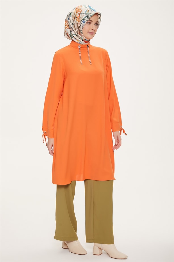 Armine Zincir Aksesuarlı Şık Tunik 22K4103 Oranj