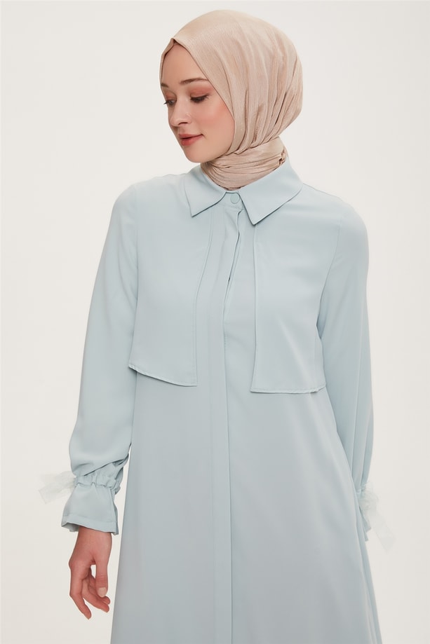 Armine Önü Aller PArçalı Uzun Tunik 22K4106 Buz Mavi