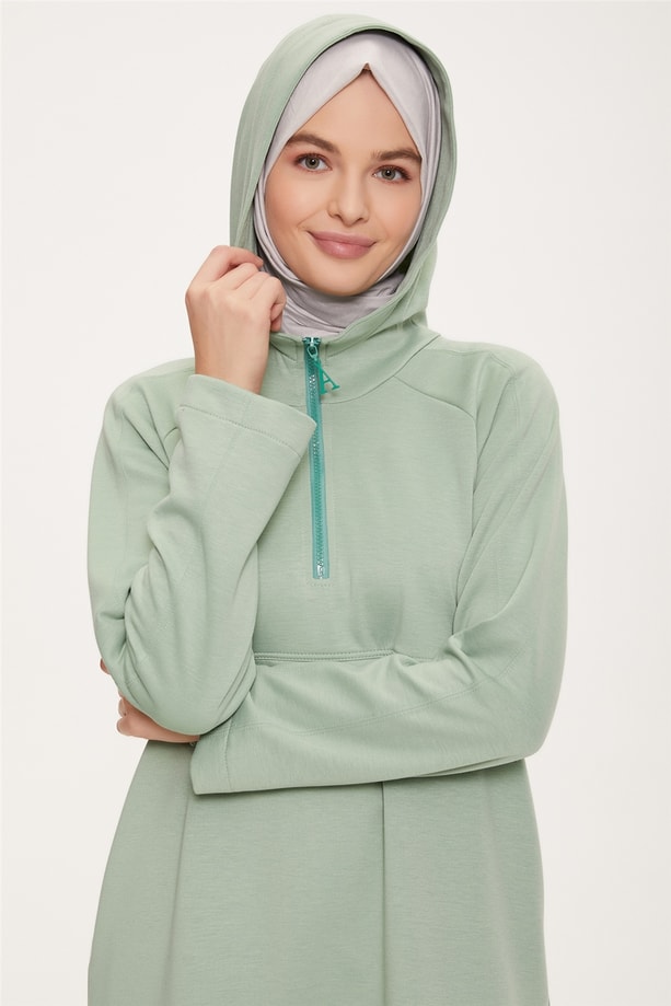 Armine Nakış Detaylı Modal Spor Tunik 22K4107 Çağla