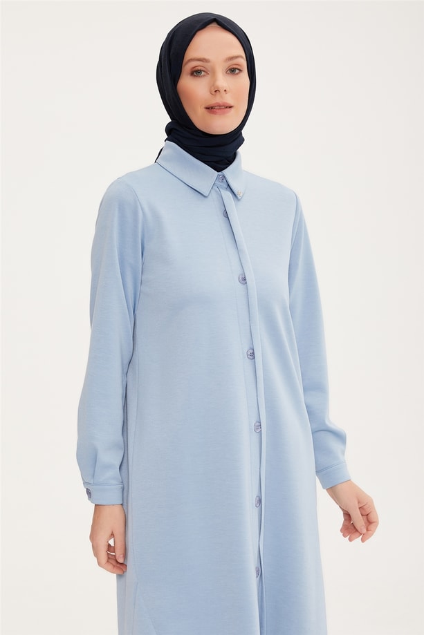 Armine Patı Yarım Görünümlü Tunik 22K4134 Bebe Mavisi