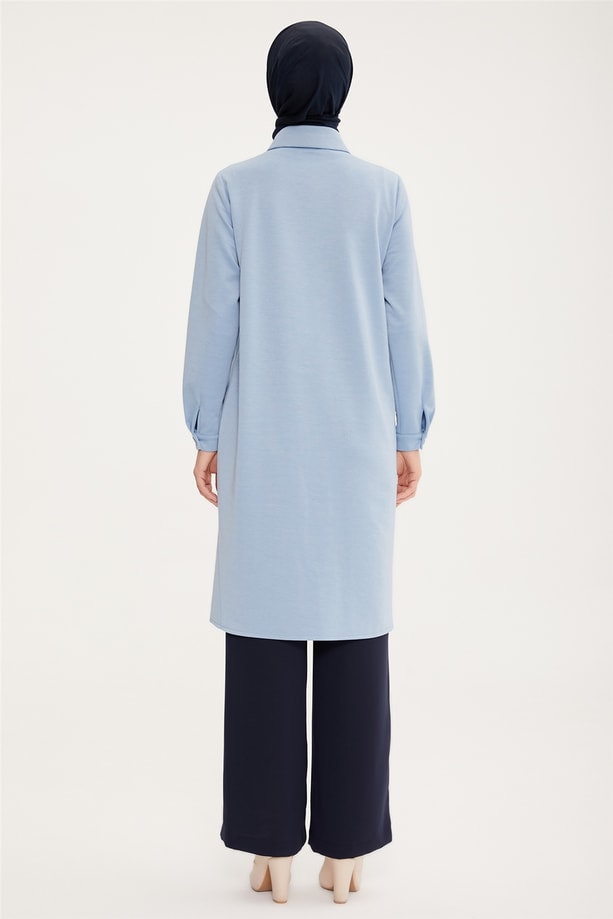 Armine Patı Yarım Görünümlü Tunik 22K4134 Bebe Mavisi