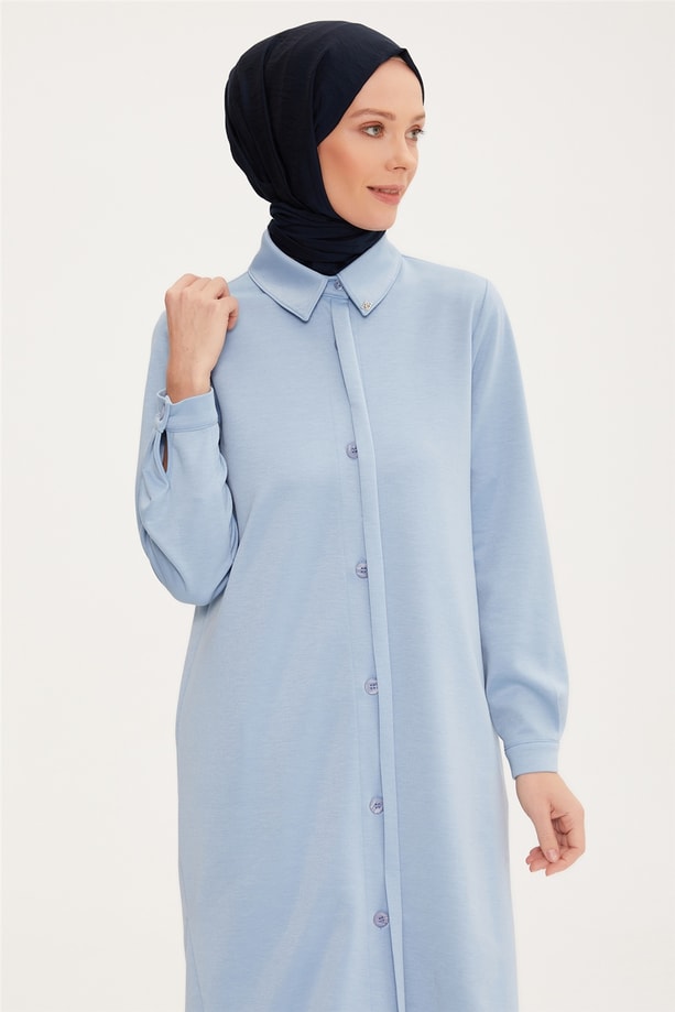 Armine Patı Yarım Görünümlü Tunik 22K4134 Bebe Mavisi