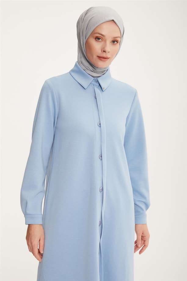 Armine Patı Yarım Görünümlü Tunik 22K4134 Bebe Mavisi