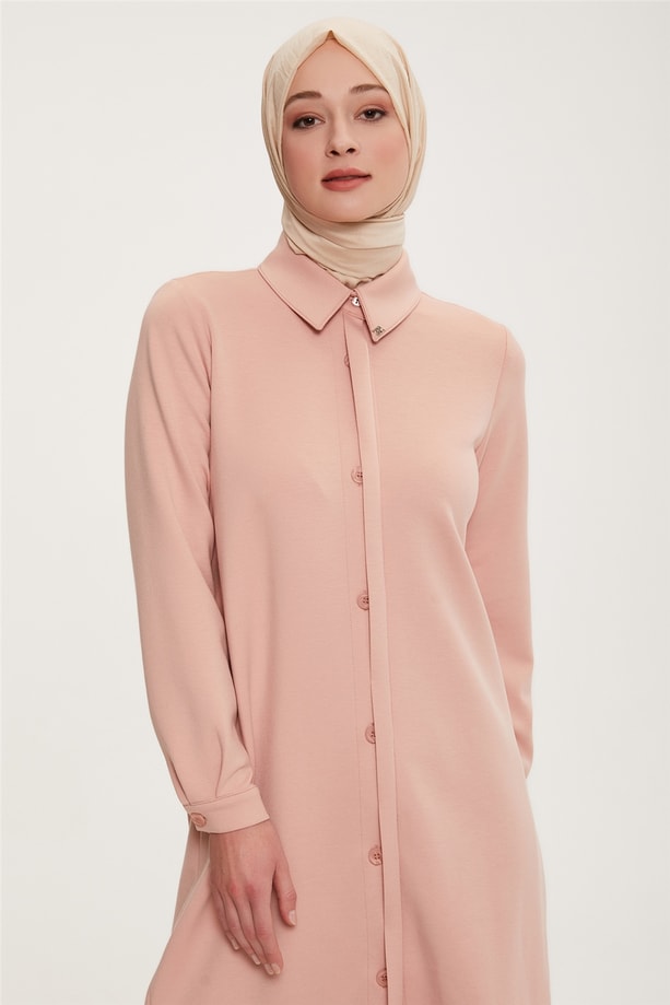 Armine Patı Yarım Görünümlü Tunik 22K4134 Gül