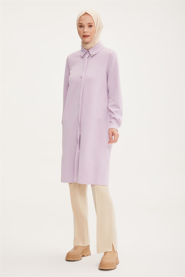Armine Patı Yarım Görünümlü Tunik 22K4134 Lila