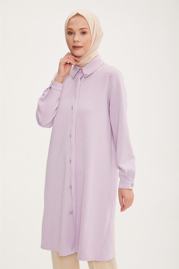 Armine Patı Yarım Görünümlü Tunik 22K4134 Lila