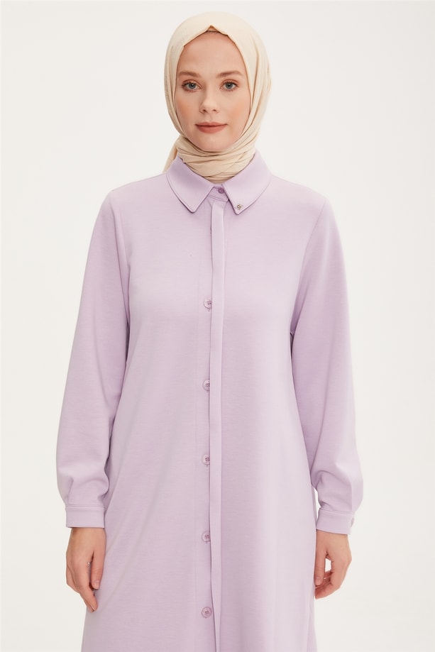 Armine Patı Yarım Görünümlü Tunik 22K4134 Lila