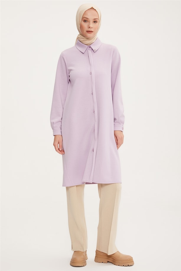 Armine Patı Yarım Görünümlü Tunik 22K4134 Lila